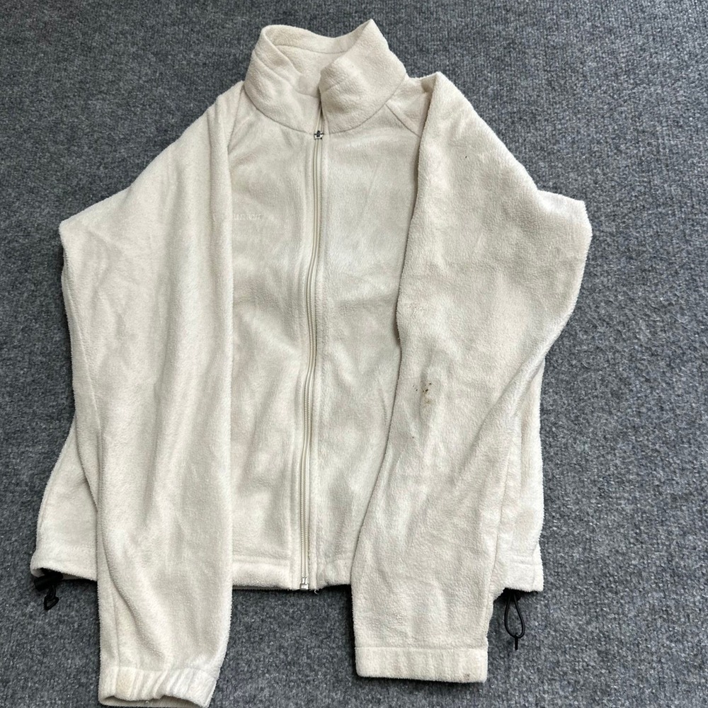 Columbia Fleece Jacket Womens Size M Ivory Full Zip XL6024 Outdoor Warm Pockets